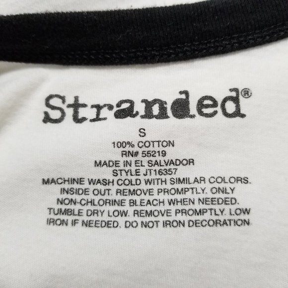 Stranded shirt Small Meowy Christmas cat graphic XMas holiday ringer novelty - Picture 11 of 12